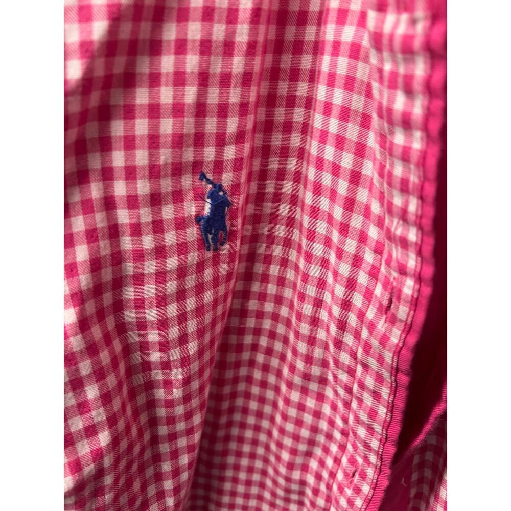 Ralph Lauren Women’s L Pink Double Face Gingham Cotton Button Down Pony Shirt - Picture 7 of 11